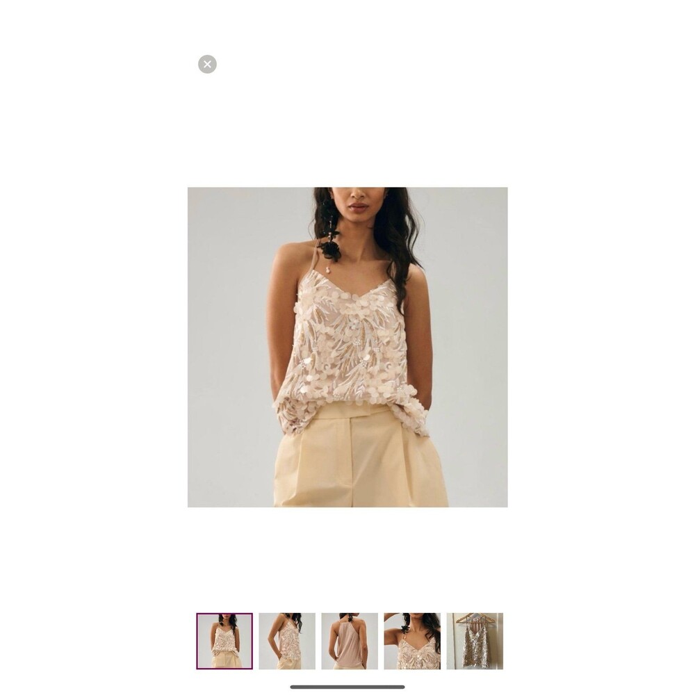 Anthropologie Anthro Porridge Arielle Sequin Tank Ivory